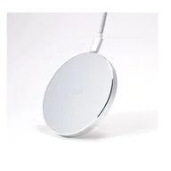 Ładowarki do telefonów - Budi - Ładowarka bezprzewodowa Qi 10W, metalowa obudowa (Srebrny) - miniaturka - grafika 1