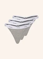 Majtki damskie - Calvin Klein Stringi Cotton Stretch Rib, 3 Szt. grau - miniaturka - grafika 1