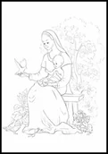 Kolorowanki, wyklejanki - Kolorowanka Maryja z dzieciątkiem w ogrodzie - miniaturka - grafika 1