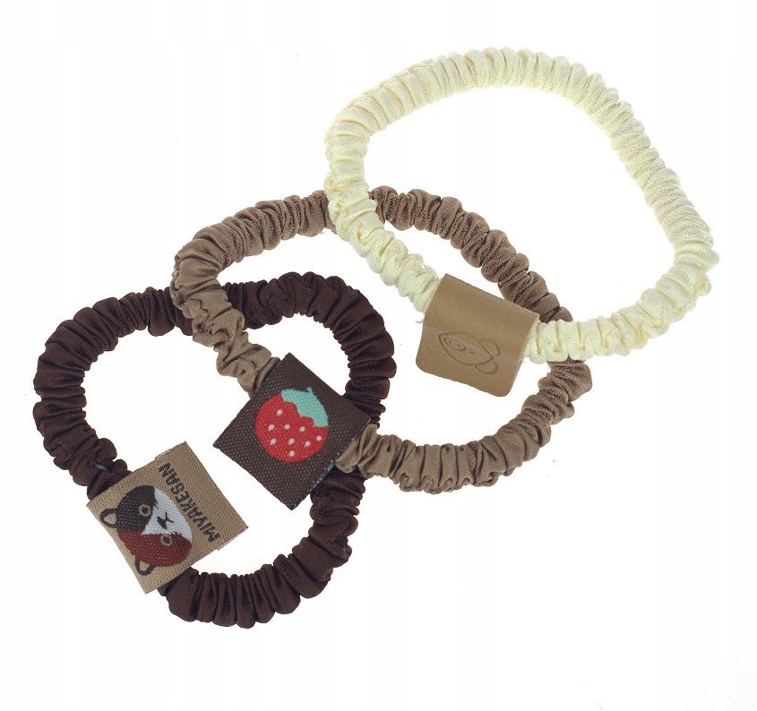 Gumka Do Włosów Skinny Scrunchie Zestaw 3 Szt Brąz