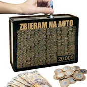 Skarbonki - Skarbonka Wykreślana Prezent Cel 20000 Personalizacja Czarna na Auto - miniaturka - grafika 1