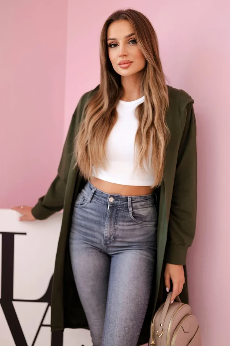 Narzutka z kapturem oversize khaki