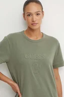 Koszulki sportowe damskie - Guess t-shirt MARTINE damski kolor zielony V4YI17 KCBF0 - miniaturka - grafika 1