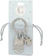 Koszulki i topy damskie - Depesche 11800-004 Srebrny brelok do kluczy z literą C i aniołem stróżem, stop cynku, w zestawie z kolorowym aksamitnym etui - miniaturka - grafika 1