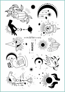 Tatuaże tymczasowe, zmywalne, symbole magiczne i astrologiczne, format A4 - Zabawki kreatywne - miniaturka - grafika 1