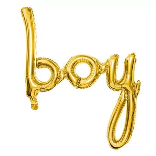 Party Deco Balon foliowy złoty napis Boy - 63,5 x 74 cm FB44M-019 - Baby shower i roczek - miniaturka - grafika 2