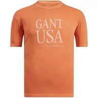 Koszulki męskie - GANT Męski t-shirt Sunfaded USA, Apricot Orange, Regular, Apricot Orange, L - miniaturka - grafika 1