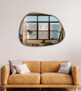 Lustro ścienne asymetryczne 75x55cm w czarnej ramie - Lustra - miniaturka - grafika 1