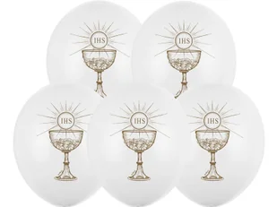 Strong Balony, "IHS", 14", Strong, biały, 50 szt. - Pamiątka Pierwszej Komunii Świętej - miniaturka - grafika 3