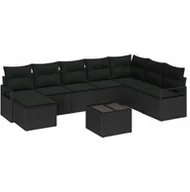 Sofy ogrodowe - sofy ogrodowej vidaXL 9-częściowy z poduszkami beżowy technorattan, vidaXL Sofa ogrodowa dla dwóch osób z poduszkami czarna technorattan - miniaturka - grafika 1