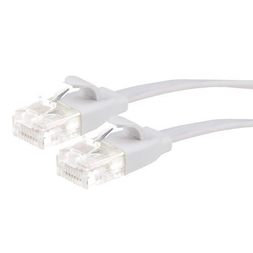 Maplin Kabel Ethernet 5 m, biały, płaski kabel sieciowy CAT6 Gigabit UTP LAN, RJ45, szybki 10 Gb/s, kompatybilny z laptopem, komputerem, CCTV, PS4/5, Xbox, przełącznikiem, modemem, routerem, Smart TV,