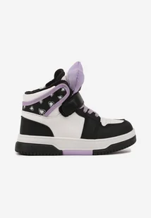 Czarno-Fioletowe Skórzane Botki Sneakersy z Ociepleniem Noninor - Botki damskie - miniaturka - grafika 1