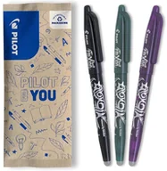 Długopisy - PILOT Zestaw 3 długopisów FriXion Ball 07, wymazywalne, termoczułe pisaki atramentowe, do wielokrotnego napełniania, czarny, zielony, fioletowy, średnia końcówka - miniaturka - grafika 1