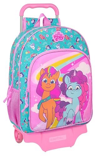 Safta MY LITTLE PONY MAGIC duży plecak szkolny z wózkiem, plecak dziecięcy, plecak dziecięcy, odpowiedni do wózka, idealny dla dzieci w wieku szkolnym, wygodny i wszechstronny, 33 x 15 x 42 cm,