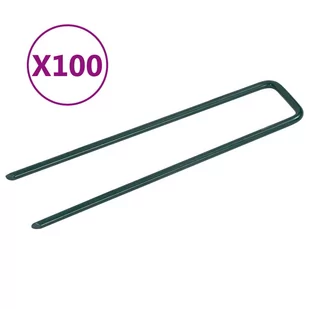 vidaXL Szpilki do sztucznej trawy 100 szt. kształt U żelazo 315797 - Pozostałe akcesoria do uprawy roślin - miniaturka - grafika 1