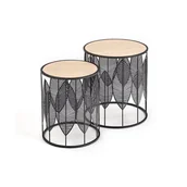 Ławy i stoliki kawowe - Zestaw 2 Ław Okrągłych Halmar Folla Czarny - miniaturka - grafika 1