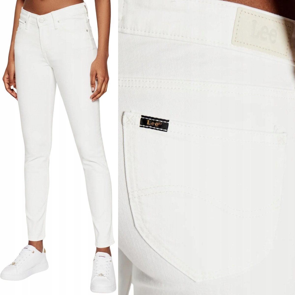 Lee Scarlett Off White białe damskie spodnie jeansowe rurki W26 L31