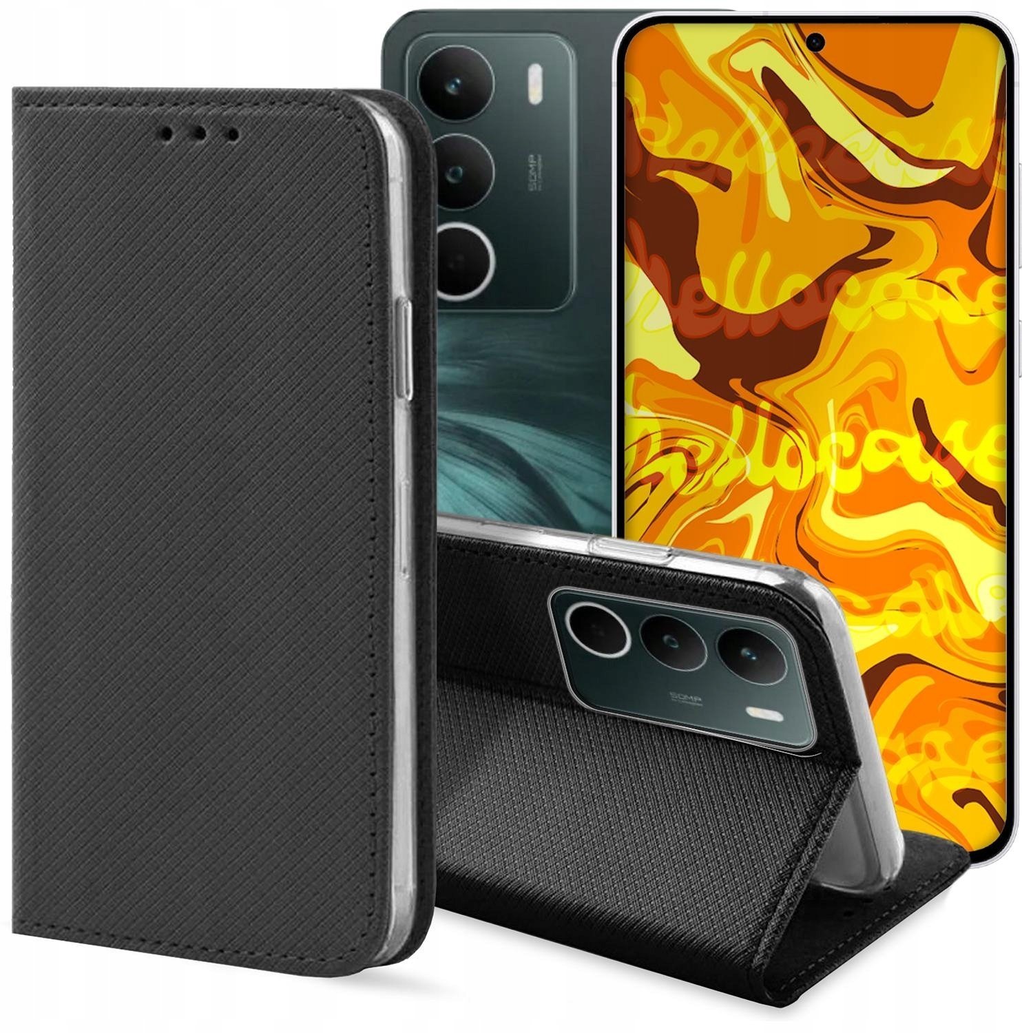 Hello Case Etui z Klapką Do Realme C71 4G czarny, zamykany, magnetyczny, Kabura