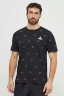 Koszulki męskie - adidas t-shirt bawełniany męski kolor czarny wzorzysty - miniaturka - grafika 1