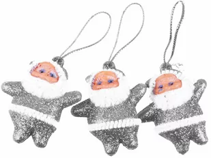 Zawieszki Mikołaje srebrne - 3 szt. - Ozdoby bożonarodzeniowe - miniaturka - grafika 1