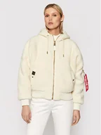 Kurtki damskie - Alpha Industries Kurtka przejściowa Ma-1 Os Hooded Teddy 118002 Biały Regular Fit - miniaturka - grafika 1