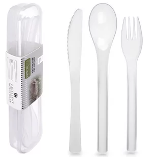Sztućce Plastikowe Wielorazowe Turystyczne Piknikowe W Etui Pudełku 4 El. - Zestawy sztućców - miniaturka - grafika 1