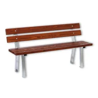 Ławki ogrodowe - Ławka zewnętrzna WOODY z oparciem, stal nierdzewna, 1500 mm, ciemny mahoń - miniaturka - grafika 1