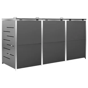 vidaXL Osłona na 3 kosze na śmieci 207x77,5x115 cm stal nierdzewna 149560 - Kosze na śmieci - miniaturka - grafika 8