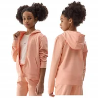 Bluzy dla dziewczynek - BLUZA dziecięca z KAPTUREM dla dziewczynki 4F dresowa 4FJWSS24TSWSF0919 158 - miniaturka - grafika 1