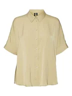 Koszule damskie - VERO MODA VMKATRINE S/S koszula damska Oversized Shirt WVN NOOS, khaki, S - miniaturka - grafika 1
