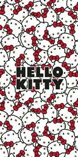 Ręcznik plażowy 70x140 Hello Kitty kotki kokardki czerwone biały czarny bawełniany - Okrycia kąpielowe dla dzieci - miniaturka - grafika 1