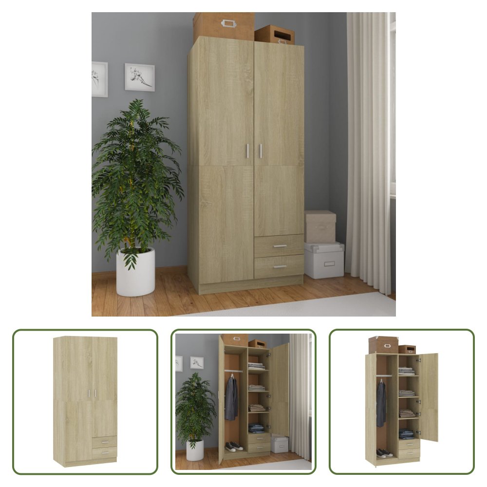The Living Store Szafa dąb sonoma 80x52x180 cm materiał drewnopochodny