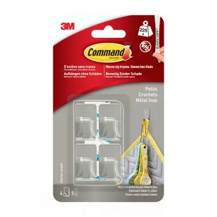 3M Command 4 Haczyki Dekoracyjne Srebrne Metalowe + 5 Pasków 17031SS - Inne artykuły do sprzątania - miniaturka - grafika 3