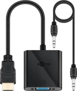 Goobay Adapter AV HDMI - D-Sub VGA + Jack 3.5mm czarny 68793 - Złącza, przejściówki, adaptery - miniaturka - grafika 1