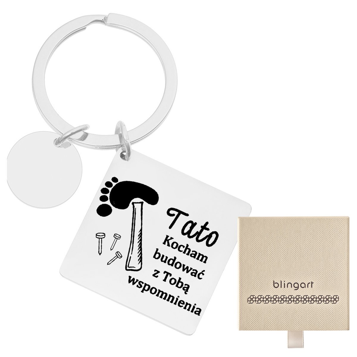 Brelok do kluczy z GRAWEREM KWADRAT przywieszka KÓ