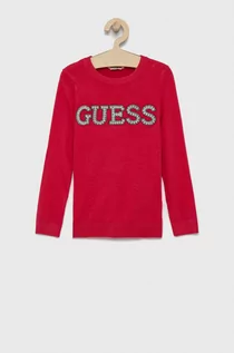 Swetry damskie - Guess Sweter dziecięcy kolor różowy - grafika 1