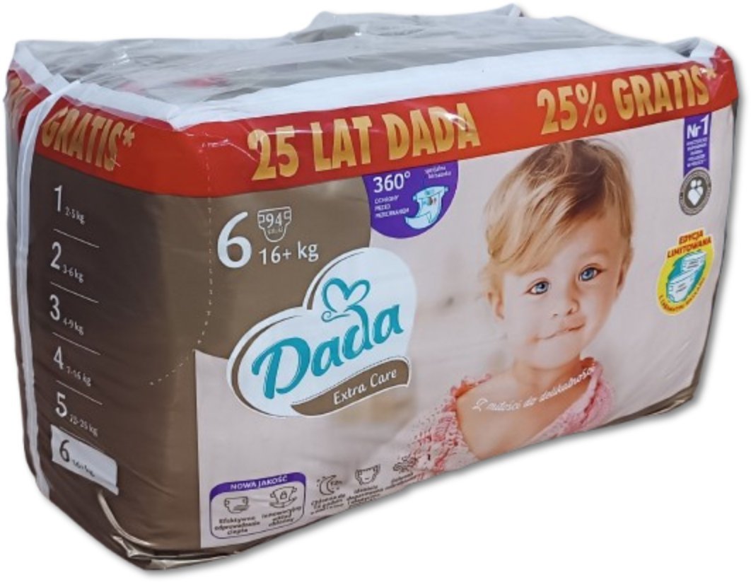 Pieluchy Dada Extra Care 6 BAG 16kg+ 94szt.