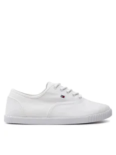 Tommy Hilfiger Tenisówki Canvas Lace Up Sneaker FW0FW07805 Biały - Trampki damskie - miniaturka - grafika 1