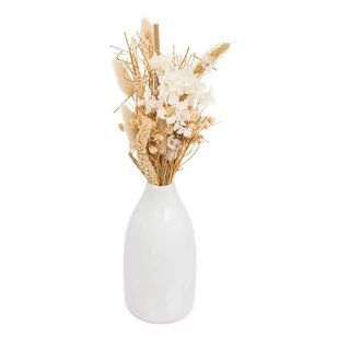 Suszone kwiaty w białym wazonie, 25 cm - Sztuczne kwiaty - miniaturka - grafika 1