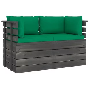 vidaXL Ogrodowa sofa 2-osobowa z palet, z poduszkami, drewno sosnowe - Sofy ogrodowe - miniaturka - grafika 1