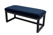 Ławki do przedpokoju - Ławka na buty LPG-2 60cm EMRAWOOD drewno lite kolor czarny siedzisko gładkie kolor granatowy - miniaturka - grafika 1