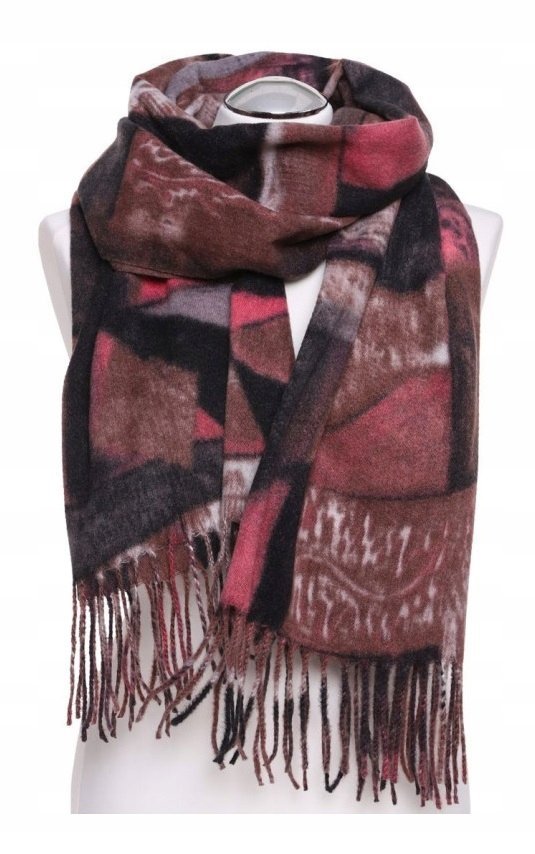 SZALIK DAMSKI SZAL JESIENNY ZIMOWY STYLOWY MIĘKKI DELIKATNY ELEGANCKI MORAJ BROWN