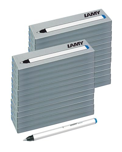 LAMY T11 Wkład do długopisu kulkowego, zestaw 24 szt. z dużym zapasem atramentu i końcówką do pisania ze stali nierdzewnej w kolorze niebieskim (zmywalnym) do długopisu kulkowego model 311 Lamy