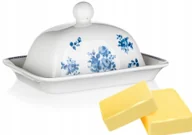 Pojemniki kuchenne - MASELNICZKA POJEMNIK NA MASŁO w kwiaty porcelana FLOWER święta prezent box - miniaturka - grafika 1