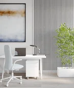 Panele ścienne i boazeria - 275x30x2,6 cm LD Panel akustyczny na grubym filcu (biały) - lamele ścienne i sufitowe 3D - miniaturka - grafika 1