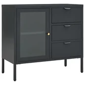 Komody - vidaXL Komoda antracytowa 75x35x70 cm stal i szkło hartowane 336075 - miniaturka - grafika 1