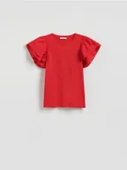 Moda i Uroda OUTLET - Reserved - T-shirt z ażurowymi rękawami - czerwony - miniaturka - grafika 1