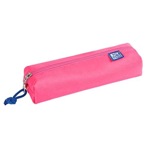 Oxford, Favorit średni okrągły piórnik na długopisy, 1 przegródka z zamkiem błyskawicznym, 7 x 21 l x wys. 4 cm, neonowo-różowy