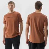 Koszulki męskie - Koszulka Męska 4F T-shirt Sportowy Brązowy z nadrukiem Regular Bawełna XXL - miniaturka - grafika 1
