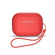Akcesoria do słuchawek - HURTEL etui do słuchawek AirPods 1 / 2 + pasek smycz na nadgarstek czerwone - miniaturka - grafika 1